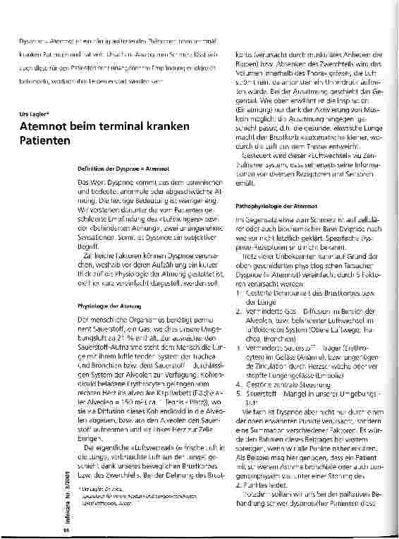 Vorschauseite 1: Atemnot beim terminal kranken Patienten