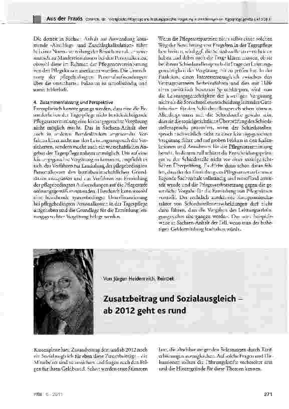 Vorschauseite 1: Zusatzbeitrag und Sozialausgleich ab 2012 geht es rund