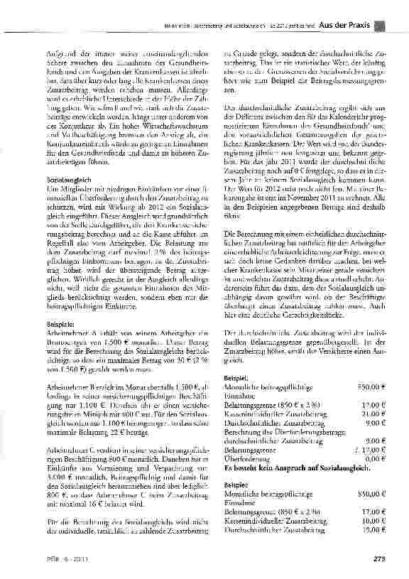 Vorschauseite 3: Zusatzbeitrag und Sozialausgleich ab 2012 geht es rund
