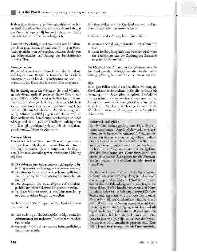 Vorschauseite 6: Zusatzbeitrag und Sozialausgleich ab 2012 geht es rund