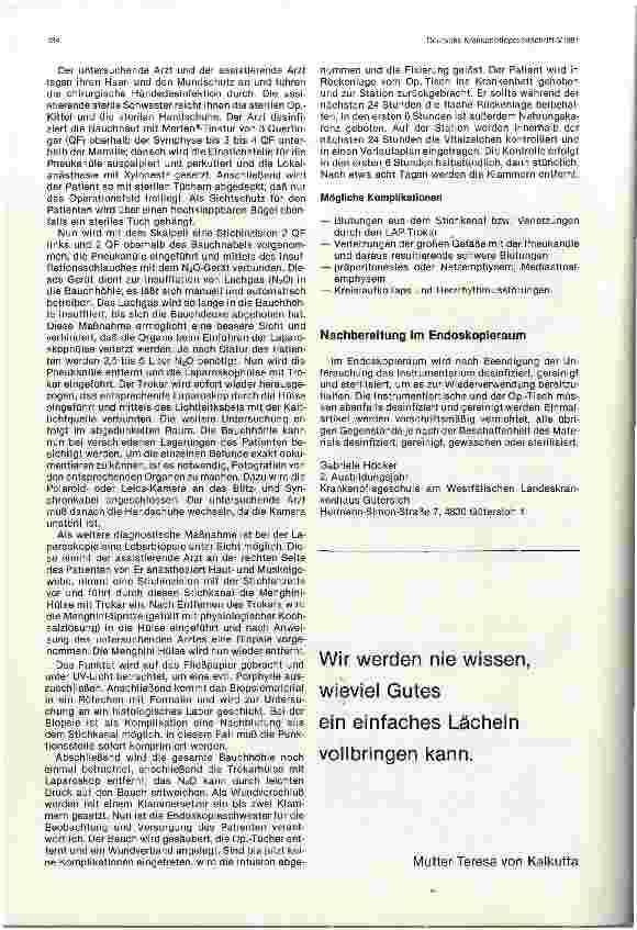 Vorschauseite 3: Bericht einer Schülerin über einen diagnostischen Eingriff
