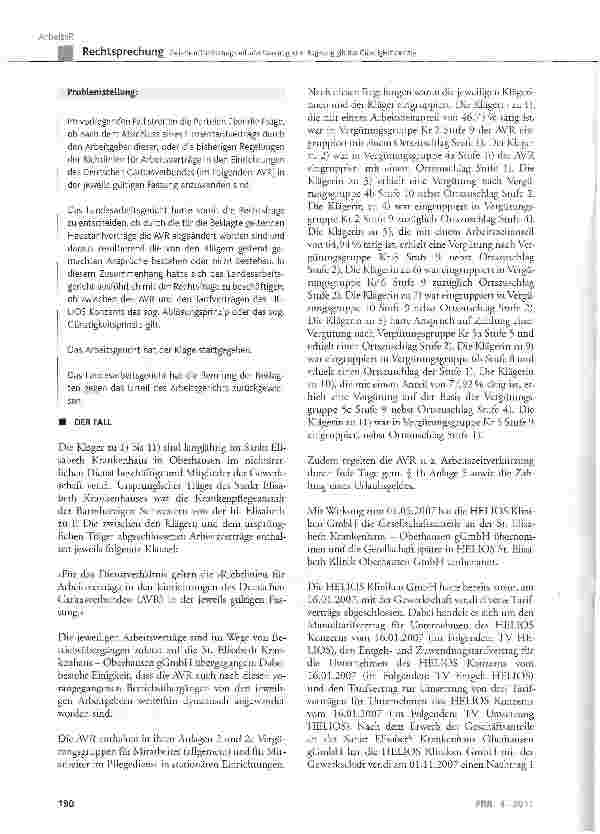 Vorschauseite 2: Zwischen Tarifvertrag und arbeitsvertraglicher Regelung gilt das Günstigkeitsprinzip