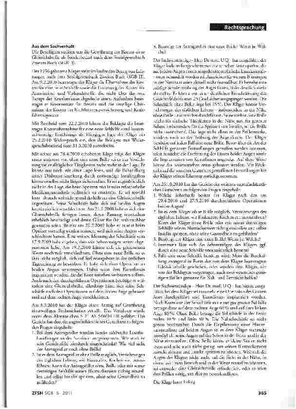Vorschauseite 2: Kosten für Gleitsichtbrille als unabweisbarer, Laufender, nicht nur einmaliger Mehrbedarf