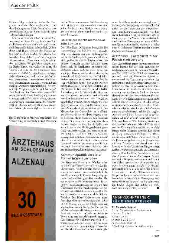 Vorschauseite 3: Wohnortnahe medizinische Versorgung - wichtiger Baustein der Kommunalpolitik