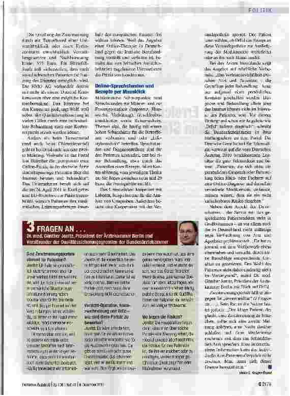 Vorschauseite 2: Von der Zweitmeinung bis zur Ferntherapie