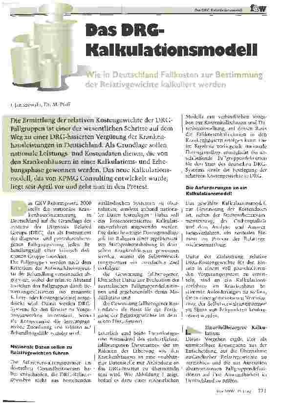 Vorschauseite 1: Das DRG-Kalkulationsmodell