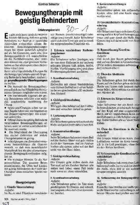 Vorschauseite 1: Bewegungstherapie mit geistig Behinderten
