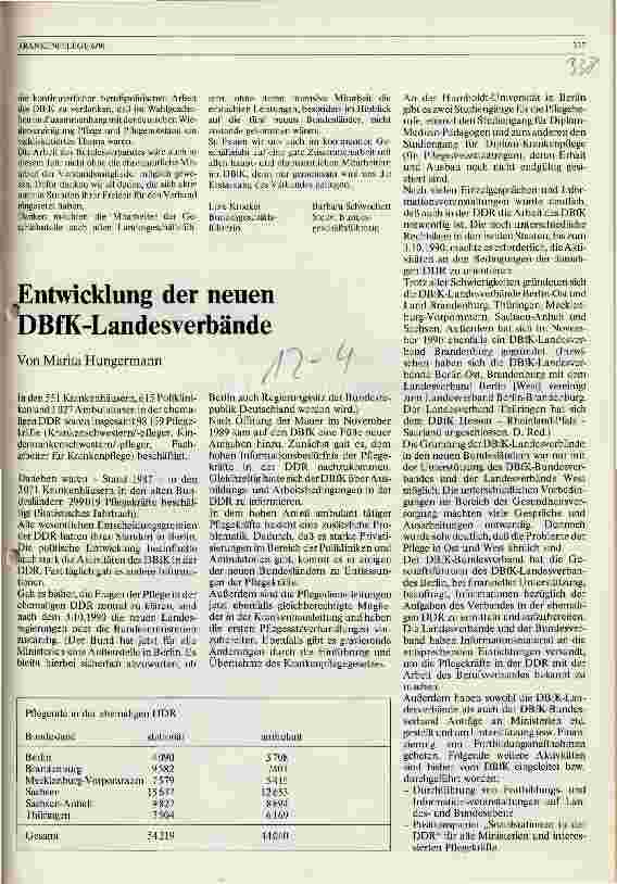 Vorschauseite 1: Entwicklung der neuen DBfK-Landesverbände