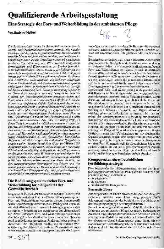 Vorschauseite 1: Qualifizierende Arbeitsgestaltung Eine Strategie der Fortund Weiterbildung in der ambulanten Pflege