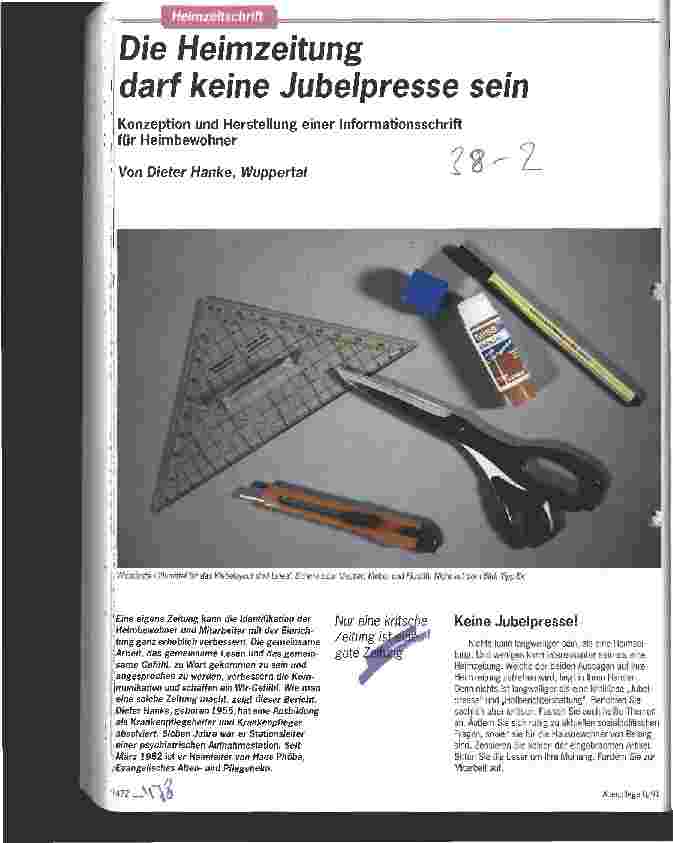 Vorschauseite 1: Die Heimzeitung darf keine Jubelpresse sein Konzeption und Herstellung einer Informationsschrift für Heimbewohner