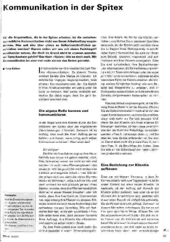 Vorschauseite 1: Kommunikation in der Spitex