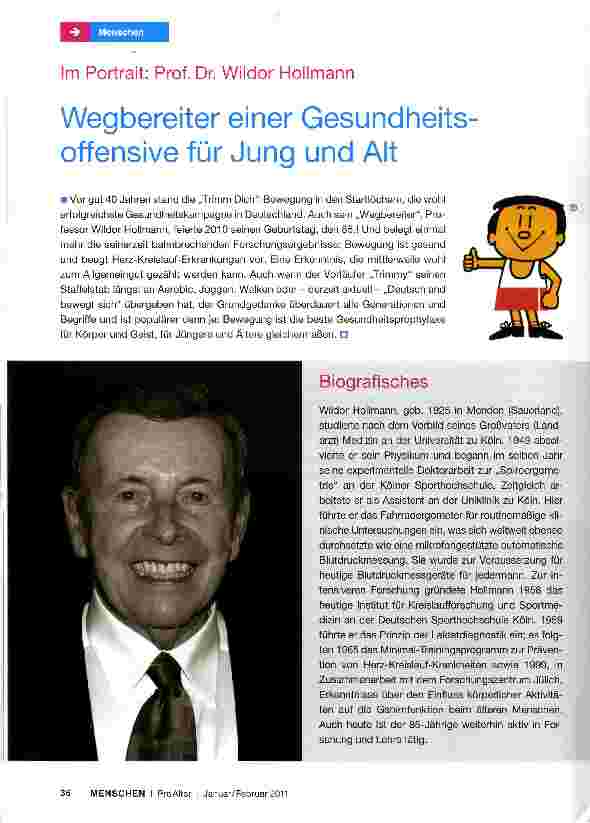 Vorschauseite 1: Wegbereiter einer Gesundheits offensive für Jung und Alt