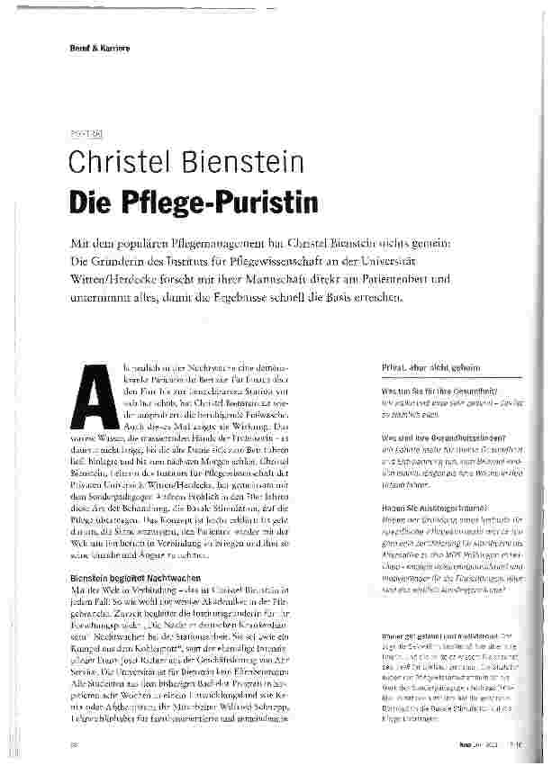 Vorschauseite 1: Christel Bienstein Die Pflege-Puristin