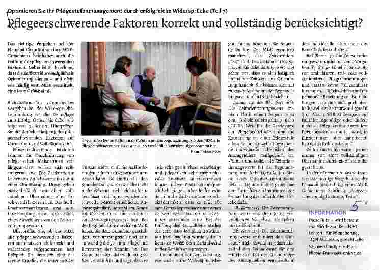 Vorschauseite 1: . Optimieren Sie Ihr Pflegestufenmanagement durch erfolgreiche Widersprüche (Teil 7)Pflegeerschwerende Faktoren korrekt und vollständig berücksichtigt?