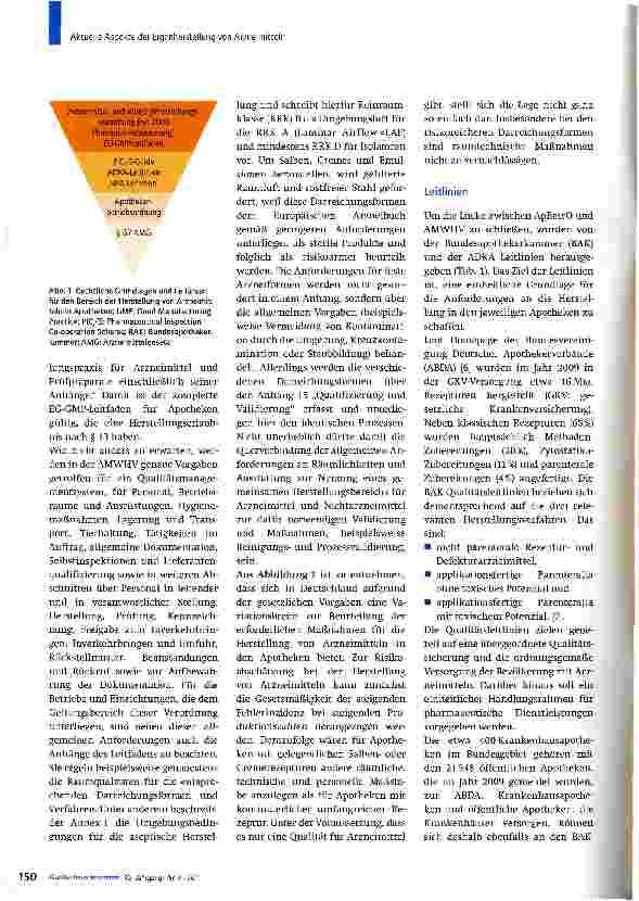 Vorschauseite 3: Aktuelle Aspekte der Eigenherstellung von ArzneimittelnNostalgische Liebhaberei oder moderne Krankenhauspharmazie?