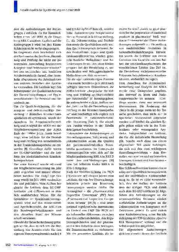 Vorschauseite 5: Aktuelle Aspekte der Eigenherstellung von ArzneimittelnNostalgische Liebhaberei oder moderne Krankenhauspharmazie?
