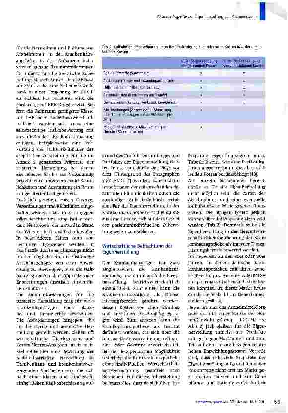 Vorschauseite 6: Aktuelle Aspekte der Eigenherstellung von ArzneimittelnNostalgische Liebhaberei oder moderne Krankenhauspharmazie?