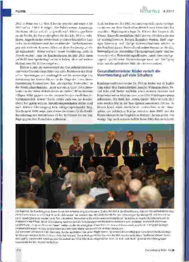 Vorschauseite 3: DKG-Frühlingsempfang 2011: Versorgungsgesetz im Fokus