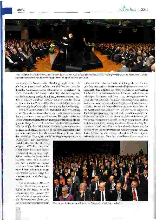 Vorschauseite 6: DKG-Frühlingsempfang 2011: Versorgungsgesetz im Fokus