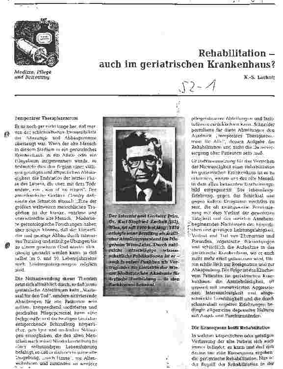 Vorschauseite 1: Rehabilitation - auch im geriatrischen Krankenhaus?