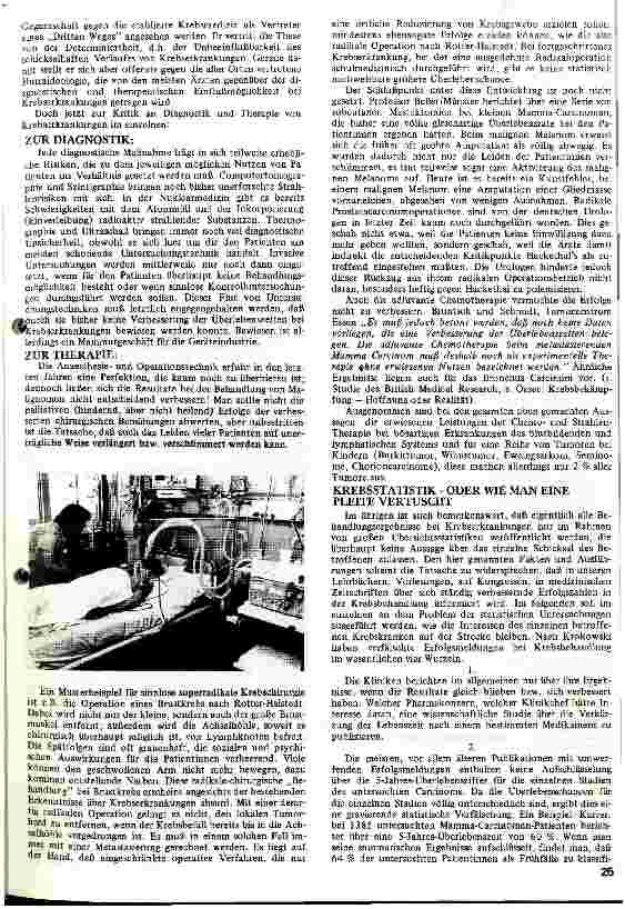 Vorschauseite 2: Krebs - Zur Problematik der soliden bösartigen Tumoren Falsche Hoffnungen und traurige Realität