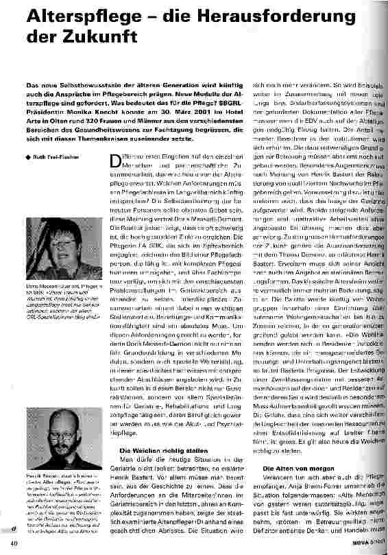 Vorschauseite 1: Alterspflege - die Herausforderung der Zukunft