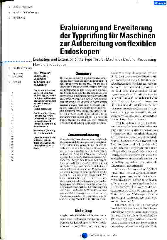 Vorschauseite 1: Evaluierung und Erweiterung der Typprüfung für Maschinen zur Aufbereitung von flexiblen Endoskopen