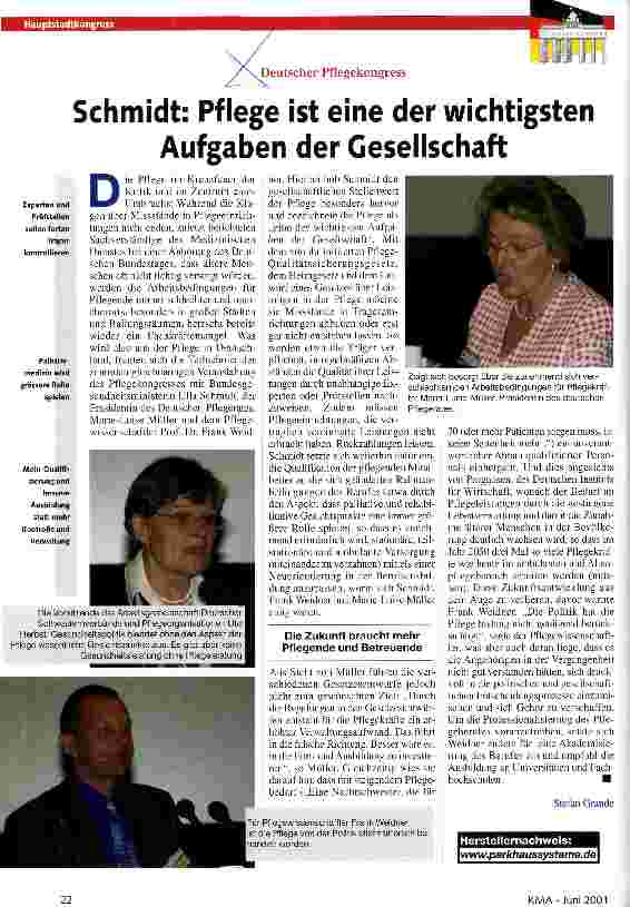 Vorschauseite 1: Schmidt: Pflege ist eine der wichtigsten Aufgaben der Gesellschaft