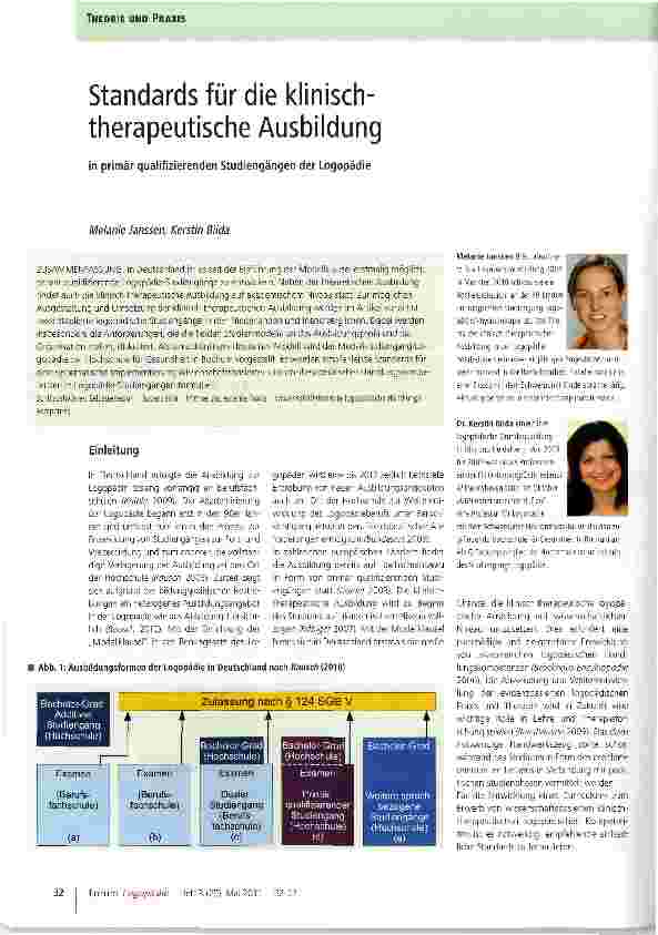 Vorschauseite 1: Standards für die klinischtherapeutische Ausbildung