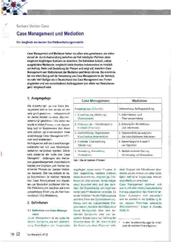 Vorschauseite 1: Case Management und Mediation