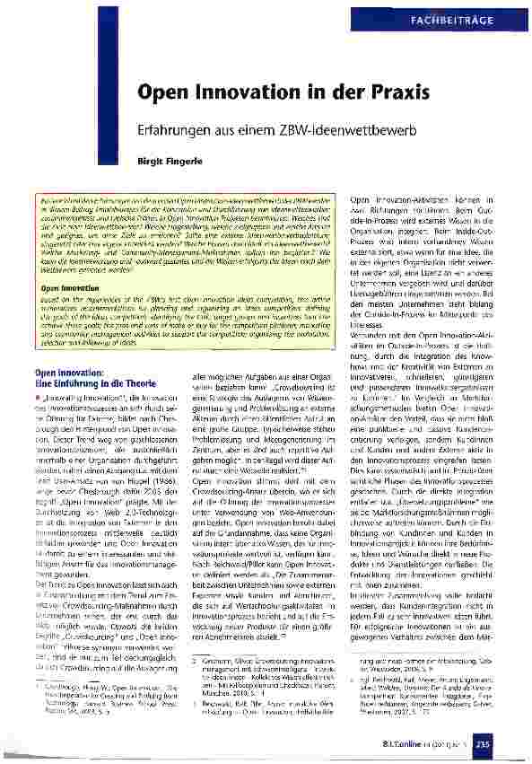 Vorschauseite 1: Open Innovation in der Praxis