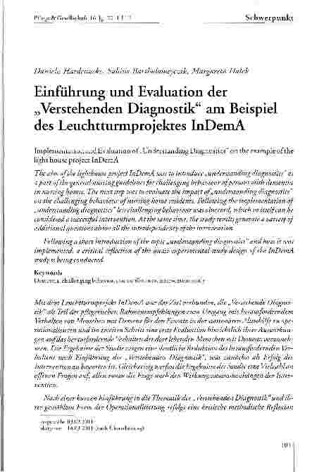 Vorschauseite 1: Einführung und Evaluation der „Verstehenden Diagnostik am Beispiel des Leuchtturmprojektes InDemA
