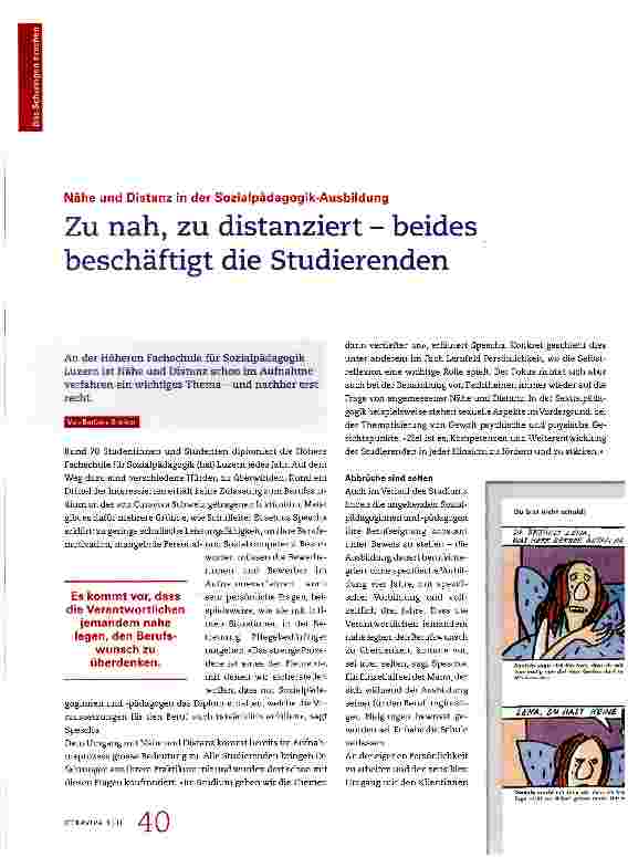 Vorschauseite 1: Zu nah, zu distanziert - beides beschäftigt die Studierenden
