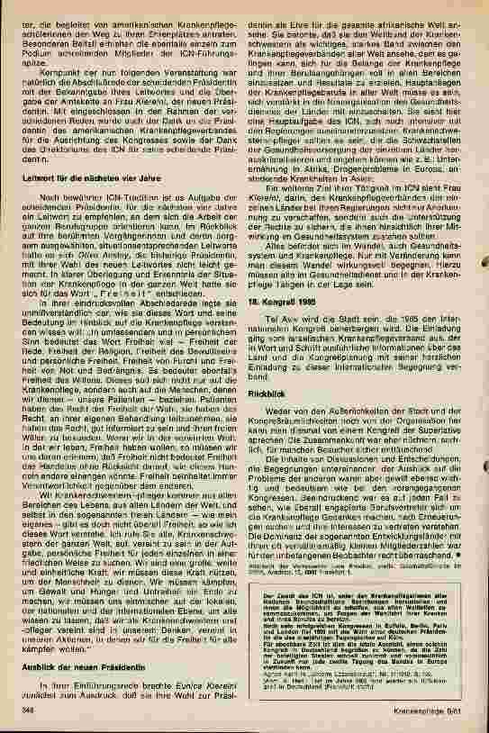 Vorschauseite 5: Bericht vom 17. Kongreß des ICN in Los Angeles USA