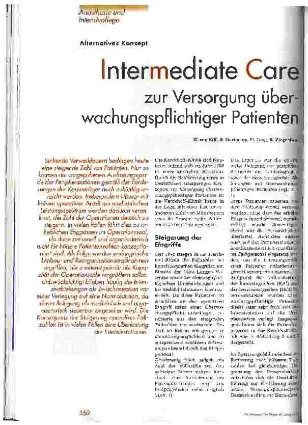 Vorschauseite 1: Intermediate Care zur Versorgung überwachungspflichtiger Patienten Alternatives Konzept