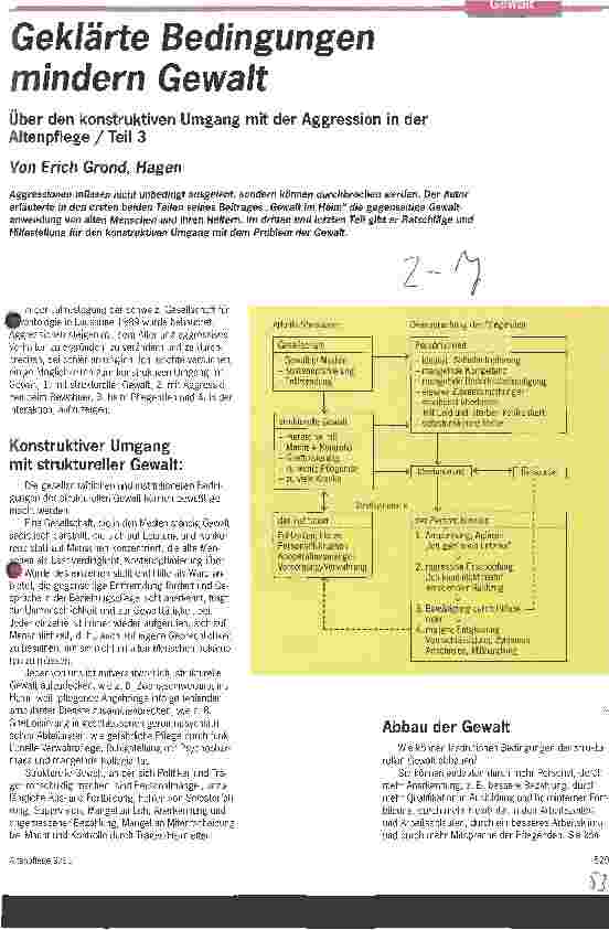 Vorschauseite 1: Geklärte Bedingungen mindern Gewalt Über den konstruktiven Umgang mit der Aggression in der Altenpflege