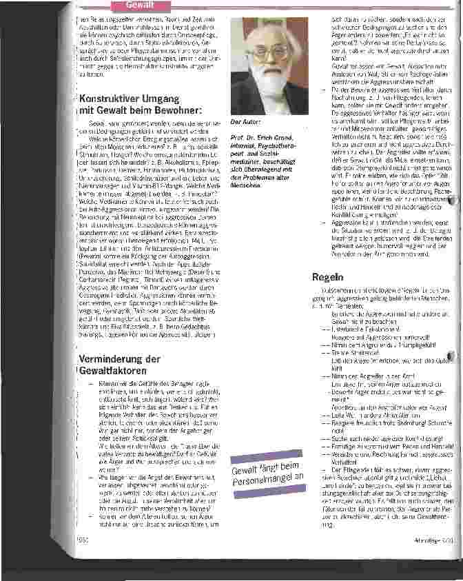 Vorschauseite 2: Geklärte Bedingungen mindern Gewalt Über den konstruktiven Umgang mit der Aggression in der Altenpflege