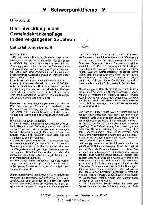 Vorschauseite 1: Die Entwicklung in der Gemeindekrankenpflege in den vergangenen 25 Jahren Ein Erfahungsbericht