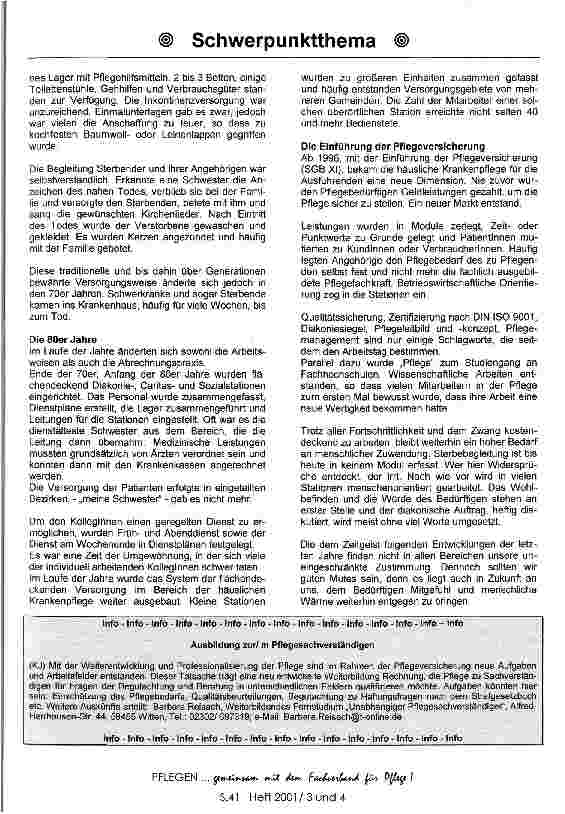 Vorschauseite 2: Die Entwicklung in der Gemeindekrankenpflege in den vergangenen 25 Jahren Ein Erfahungsbericht