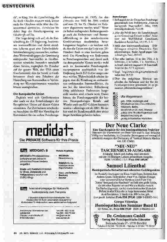 Vorschauseite 4: Des Kaisers neue Kleider Embryonale Stammzellen und internationale Forschung