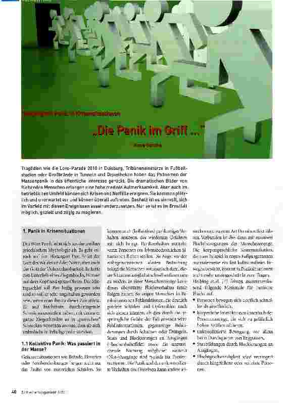 Vorschauseite 1: Die Panik im Griff