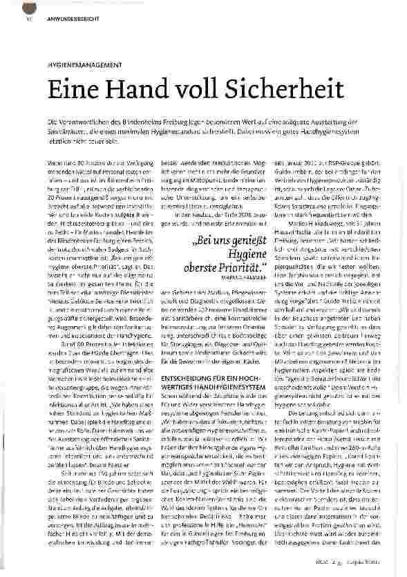 Vorschauseite 1: HYGIENEMANAGEMENTEine Hand voll Sicherheit