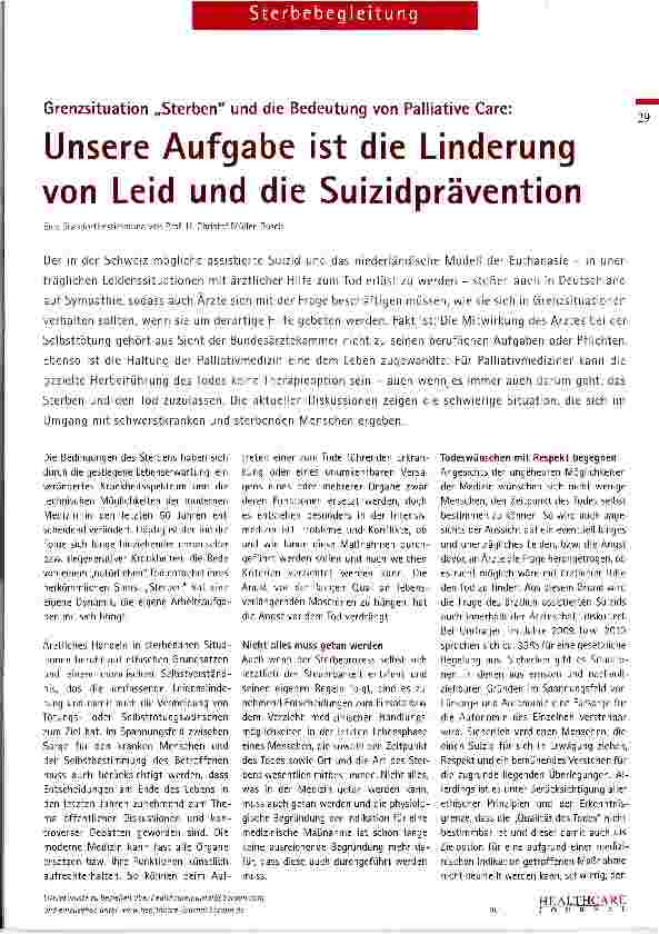 Vorschauseite 2: Unsere Aufgabe ist die Linderung von Leid und die Suizidprävention