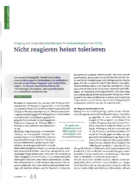 Vorschauseite 1: Nicht reagieren heisst tolerieren