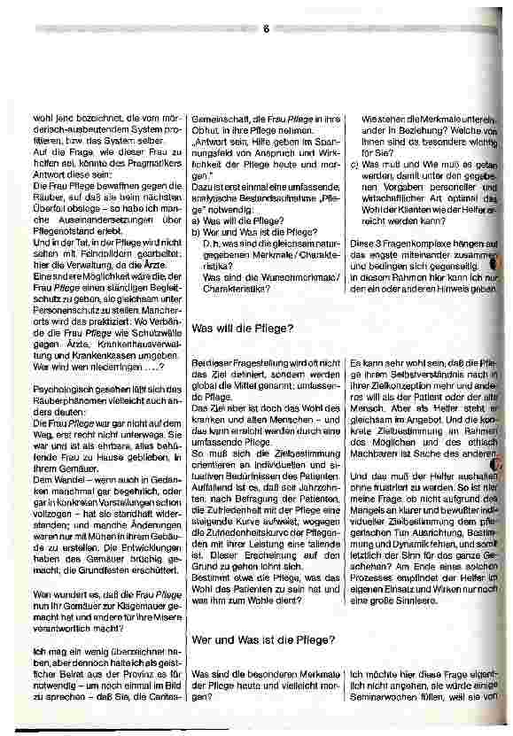 Vorschauseite 2: Caritas-Gemeinschaft auf dem Weg in das Jahr 2000 Antwort sein im Spannungsfeld von Anspruch und Wirklichkeit Pflege