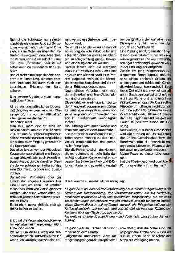 Vorschauseite 4: Caritas-Gemeinschaft auf dem Weg in das Jahr 2000 Antwort sein im Spannungsfeld von Anspruch und Wirklichkeit Pflege