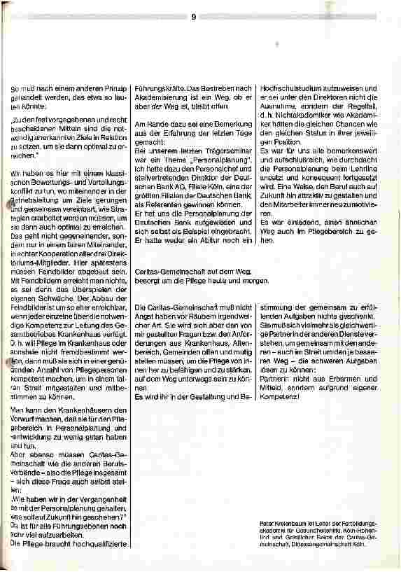 Vorschauseite 5: Caritas-Gemeinschaft auf dem Weg in das Jahr 2000 Antwort sein im Spannungsfeld von Anspruch und Wirklichkeit Pflege