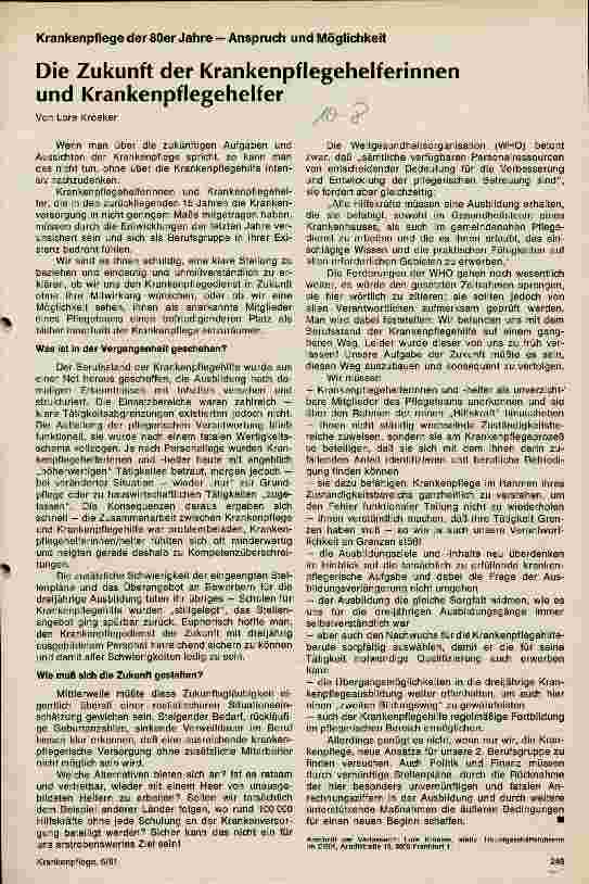 Vorschauseite 1: Die Zukunft der Krankenpflegerinnen und Krankenpfleger