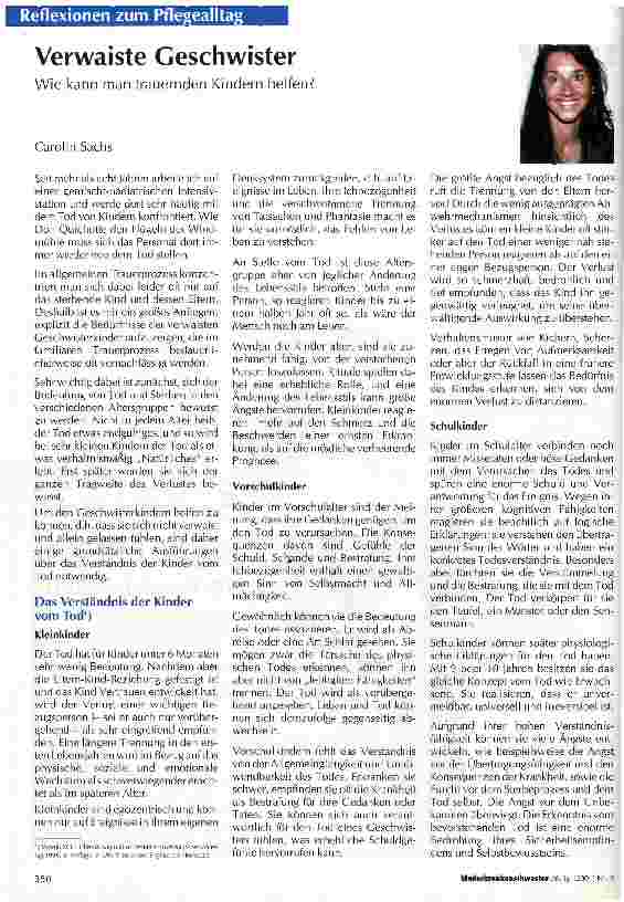 Vorschauseite 1: Verwaiste Geschwister Reflexionen zum Pflegealltag