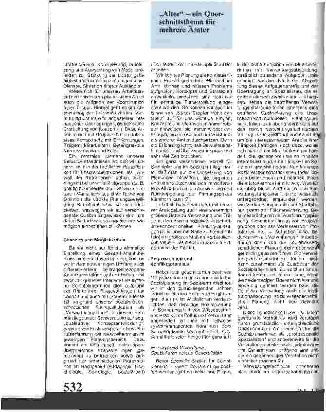 Vorschauseite 2: Kommunale Altenhilfeplanung im Sozialamt
